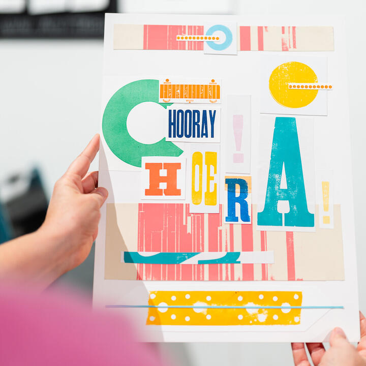 collage met drukresten uit de museumdrukkerij