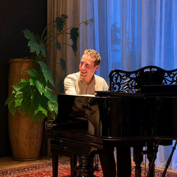 Jazz, klassiek en pop door een warme pianist.